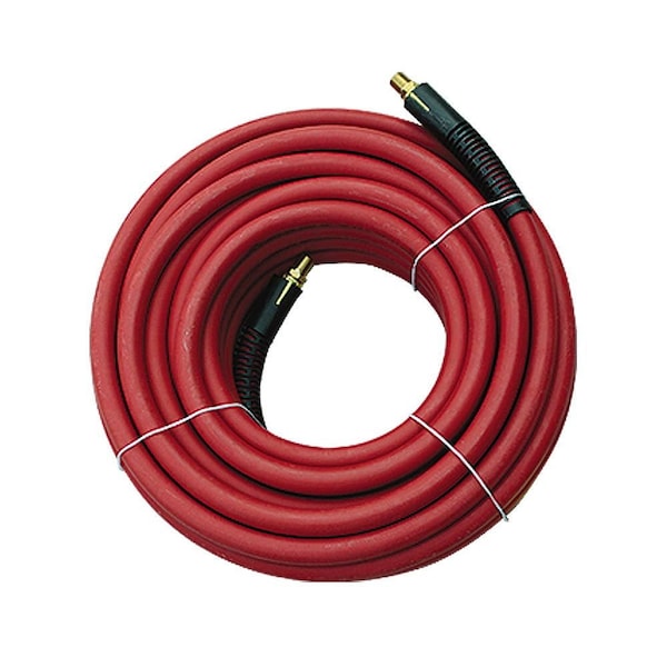 Interstate Pneumatics Red Rubber Hose 3/8 Inch x 25 feet 1/4 Inch NPT Ball Swivel Fitting HA46-025EBS - main